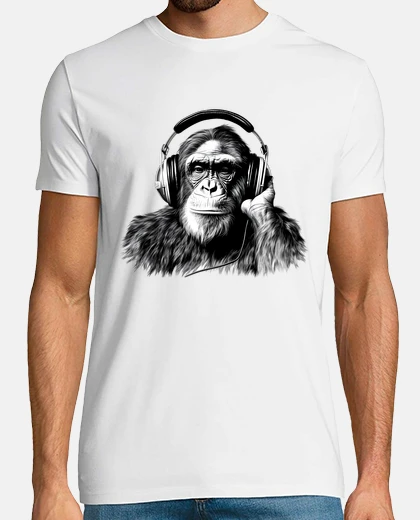 Tee-shirt chimpanzé avec un casque