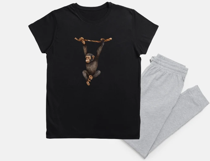 Pyjama chimpanzee hanging monkey