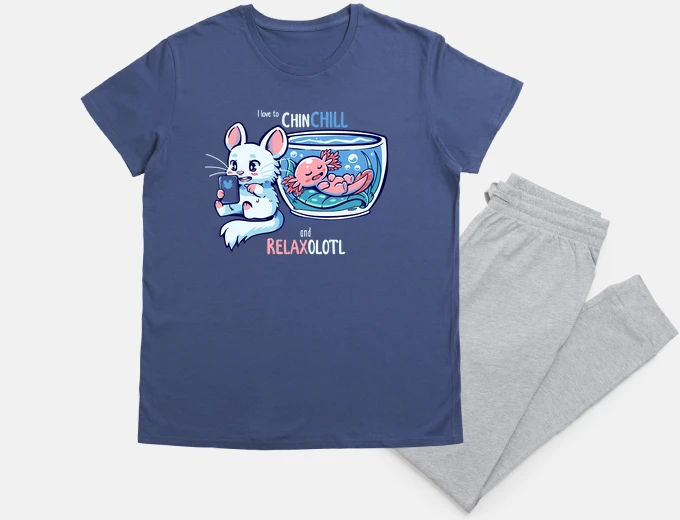 Pyjama chinchill et relaxolotl - joli ensemble pyjama