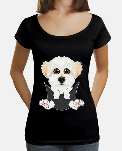 Tee-shirt Chiot maltais dans la poche je mignon m
