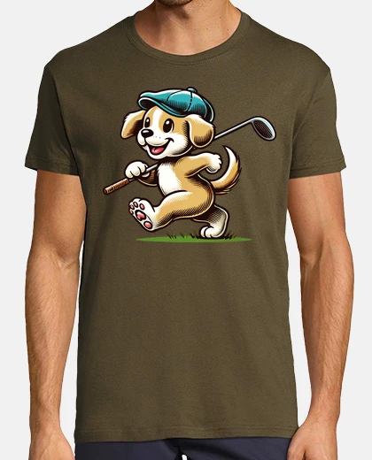 Tee-shirt chiot portant un bâton de golf