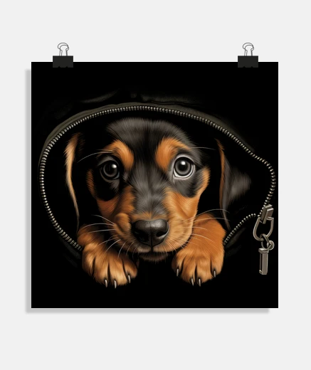 Poster chiot teckel berger noir et marron affiche salon chambre poster 