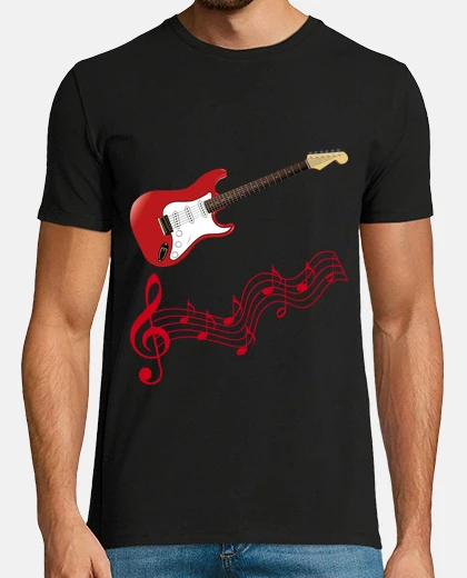 T-shirt chitarra con spartiti musicali