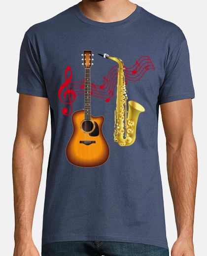 T-shirt chitarra e sax of on