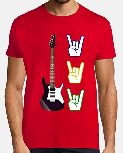 T-shirt chitarre mani corna