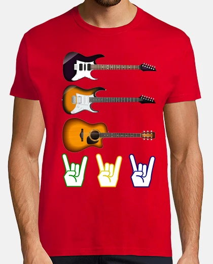 T-shirt chitarre mani corna