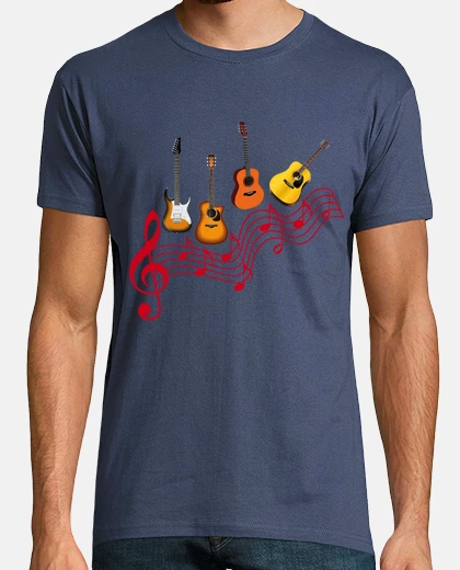 T-shirt chitarre sullo spartito musicale