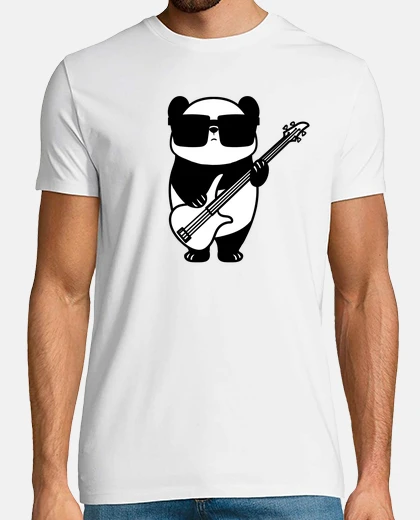 T-shirt chitarrista bassista panda con mi basso