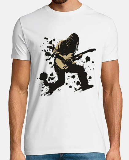 T-shirt chitarrista elettrico pop rock grunge moda in vinile