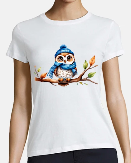 Tee-shirt chouette bleue dans un abri d39hiver