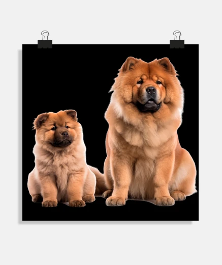 Poster chow chow papà e piccolo cucciolo poster allevatore allevatore educatore