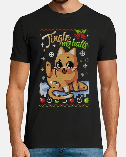 T-shirt christmas cat ugly jersei - jingle balls