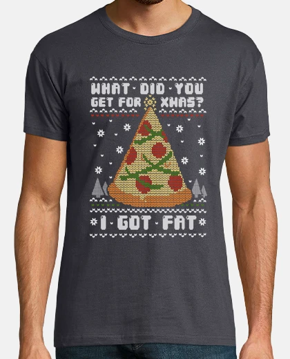 T-shirt christmas grasso - pizza ugly maglione
