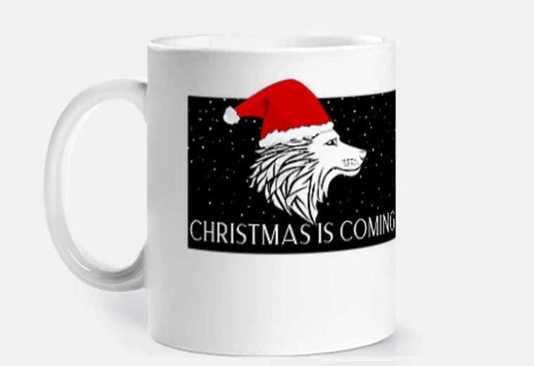 Cup christmas is coming wolf with hat