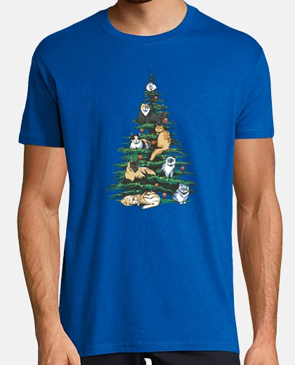 Playera Christmas tree decorated with cats orig