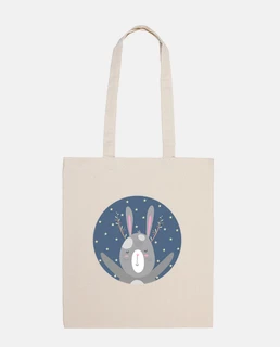 Christmas bunny...shine like a star! cotton bag