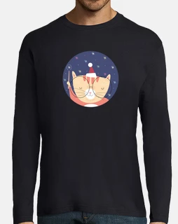 Christmas Cat...believe in magic! man long sleeve t-shirt