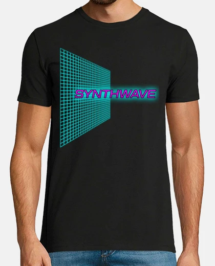 T-shirt ciano magenta synthwave