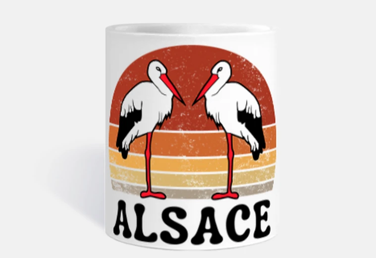 Tazza cicogne d&#39;alsazia tramonto vintage retrò