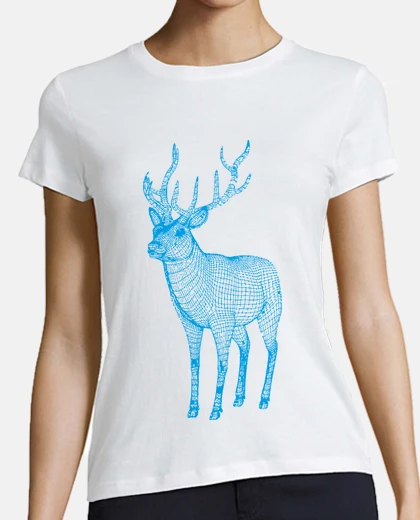 Playera Ciervo Lineas 3D Azul