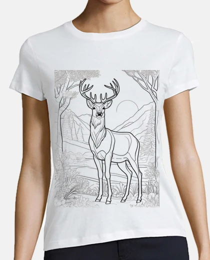Camiseta ciervo para colorear en la camiseta creación de álbum con rotulador
