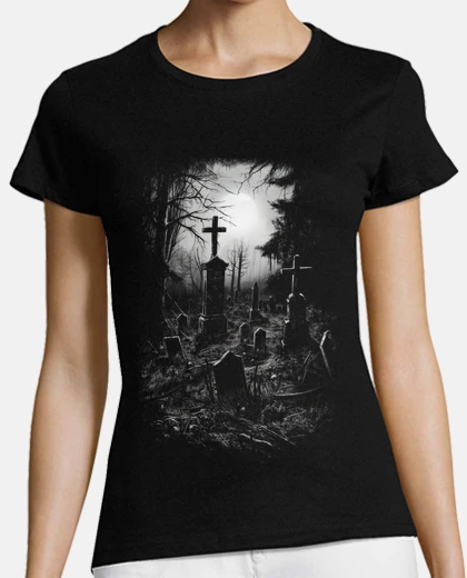 T-shirt cimitero abbandonato tombe dall&#39;atmosfera gotica