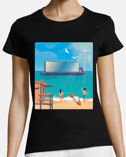 Tee-shirt cinema sur la plage écran sur bateau