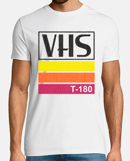 Camiseta Cinta De Vídeo VHS Vintage Casete Retro 80 Colores Vintage