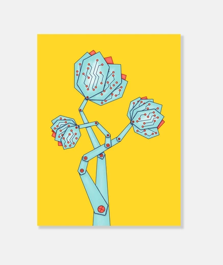 Wall Circuit Board Mechanical Flowers Geek