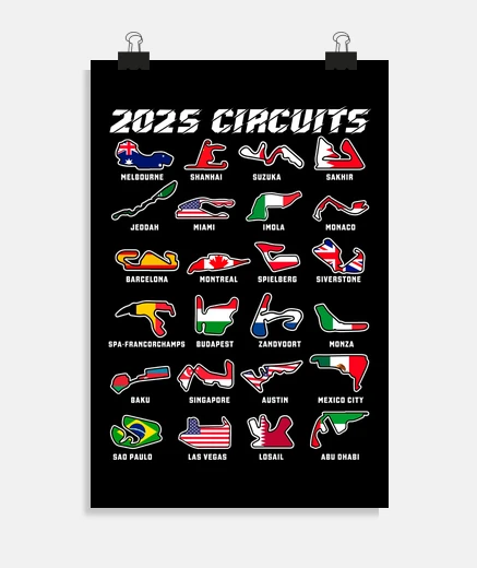 Poster circuiti formula 1 2025 bandiere regalo auto da corsa