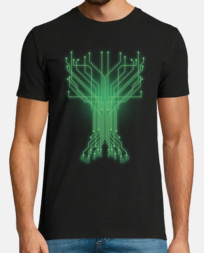 Camiseta circuito de computadora digital árbol de la vida geek