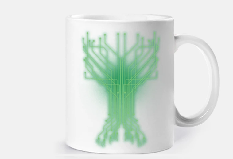 Taza circuito de computadora digital árbol de la vida geek taza de café personalizable