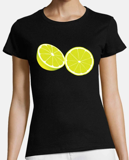Tee-shirt citron jaune coupé en deux col en V 