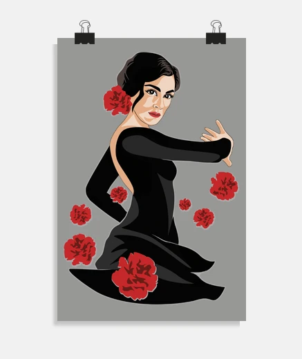 Póster CLAVELES Bailaora de Flamenco