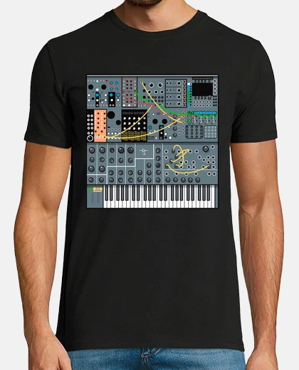 Tee-shirt clavier synthétiseur modulaire électronique dj vintage rétro musique techno