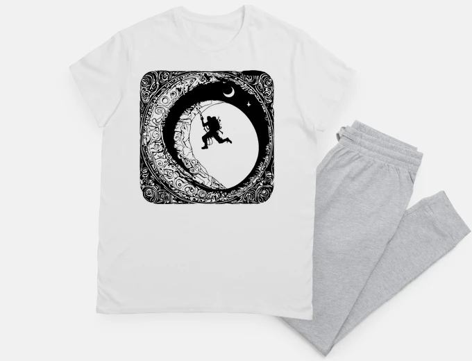 Pyjama climber on the moon