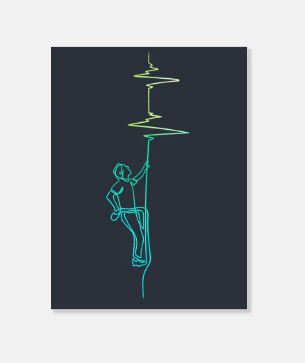 Wall climbing electrocardiogram green blue