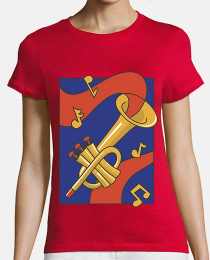T-shirt clown della banda musicale e la sua tromba musicale