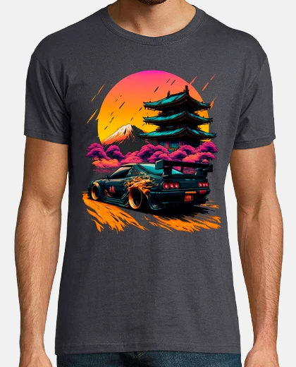Playera Coche Drifting Tuning Japón Templo Japonés Manga Anime
