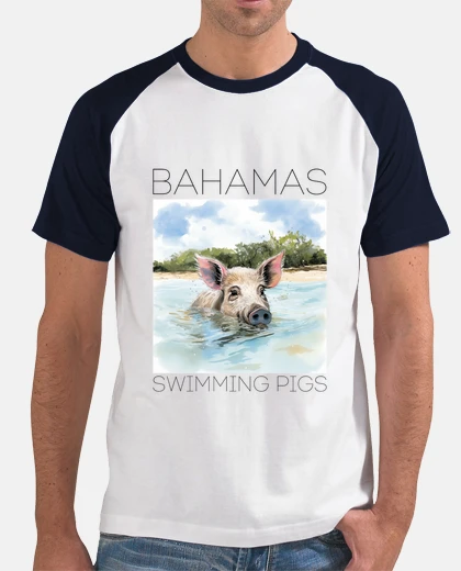 Tee-shirt cochons nageant aux Bahamas