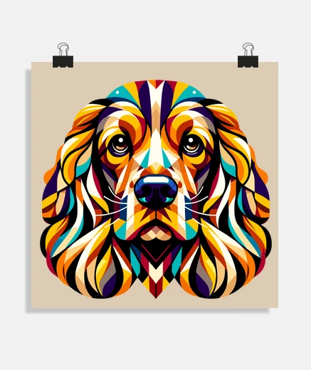 Poster cocker spaniel geometrico astratto