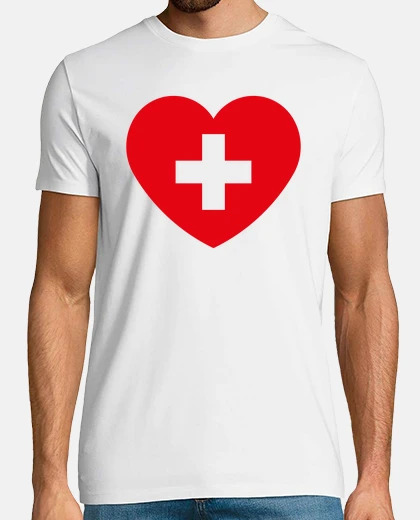 Tee-shirt coeur croix suisse - i love la suisse