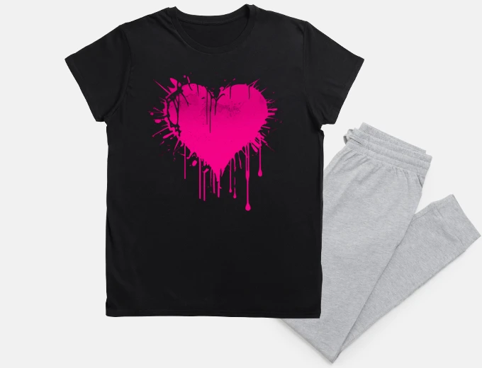 Pyjama coeur fluide coulant amoureux grunge nuit sommeil 