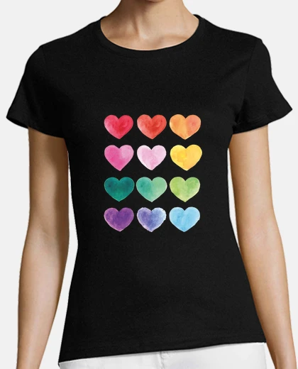 Tee-shirt coeurs colorés - t-shirt basique de qualité premium