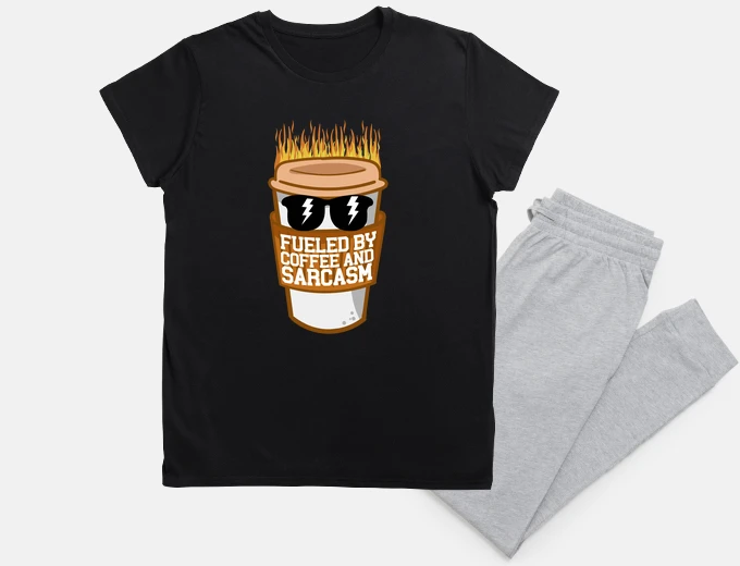 Pyjama coffee and sarcasm funny humor