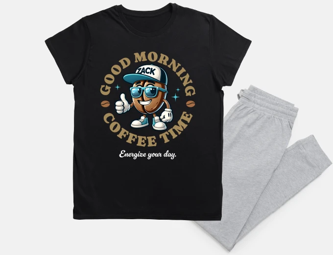 Pajama Coffee Bean Good Morning Funny Tee