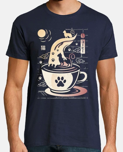 Playera Coffee Night Japanese Cats