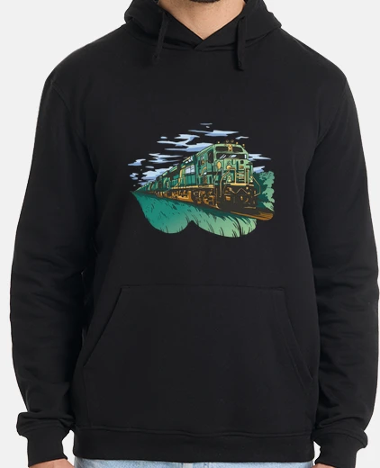 Sudadera coleccionista de trenes, dibujo de artista raro, locomotora diesel,