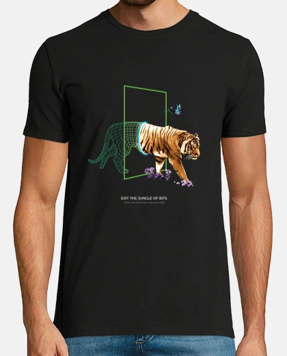 Camiseta collage abstracto del tigre cibernético