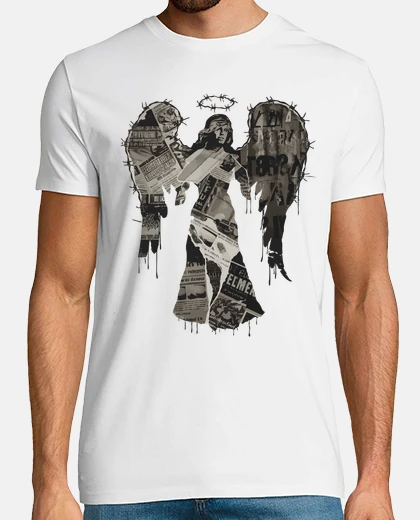 T-shirt collage di arte grunge angelo urbano